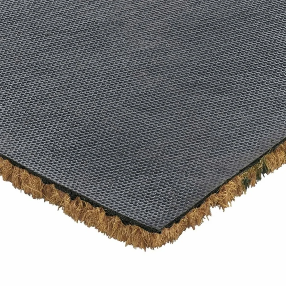 Green/Natural Berry Leaf Vine Half Circle Outdoor Coir Doormat, 18
